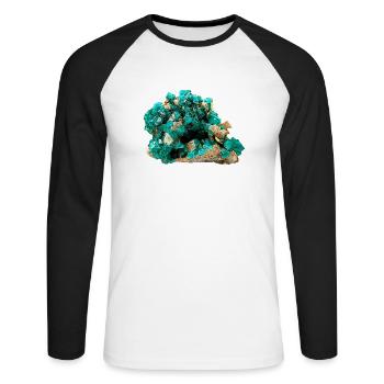 Dioptas Minéral Cuivre Émeraude Silicate Cristal - T-shirt baseball manches longues Homme - blanc/noir - Devant - Nik (191cm)