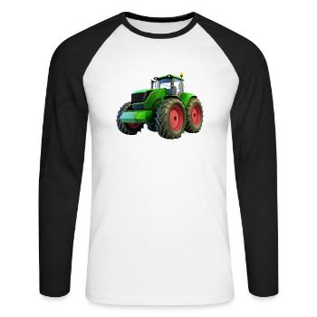 Neuer großer Traktor mit roten Felgen - Unisex Baseballshirt langarm - Weiß/Schwarz - Vorne - Nik (191cm)