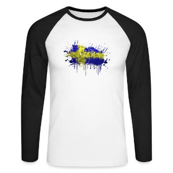 Suède Suède Scandinavie Pays nordiques Viking Europe - T-shirt baseball manches longues Homme - blanc/noir - Devant - Nik (191cm)