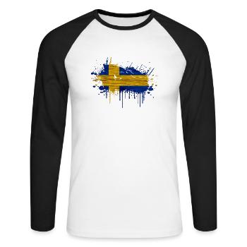 Suède Suède Scandinavie Pays nordiques Viking Europe - T-shirt baseball manches longues Homme - blanc/noir - Devant - Nik (191cm)