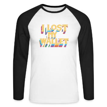 I Lost My Wallet 17 - Unisex Baseballshirt langarm - Weiß/Schwarz - Vorne - Nik (191cm)