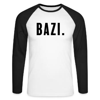 Bazi customs: Bavaria's heart + soul in one word - Unisex Long Sleeve Baseball T-Shirt - white/black - Front - Nik (191cm)