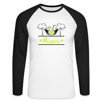 Miami - T-shirt baseball manches longues Homme - blanc/noir - Devant - Nik (191cm)