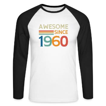 Großartig seit 1960 - Unisex Baseballshirt langarm - Weiß/Schwarz - Vorne - Nik (191cm)