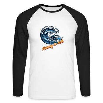 Haiway to hell - Unisex Baseballshirt langarm - Weiß/Schwarz - Vorne - Nik (191cm)