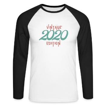 Vintage 2020 edition - Unisex Long Sleeve Baseball T-Shirt - white/black - Front - Nik (191cm)