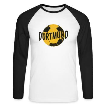 Fussball Dortmund - Unisex Baseballshirt langarm - Weiß/Schwarz - Vorne - Nik (191cm)