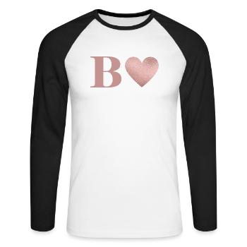 Letter b heart rose gold - Unisex Long Sleeve Baseball T-Shirt - white/black - Front - Nik (191cm)