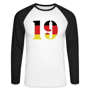 19 Numéro Jersey Allemagne - T-shirt baseball manches longues Homme - blanc/noir - Devant - Nik (191cm)