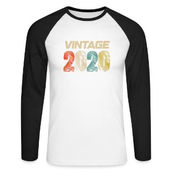 Jahrgang 2020 Retro - Bestseller - Unisex Baseballshirt langarm - Weiß/Schwarz - Vorne - Nik (191cm)