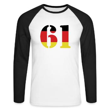 61 Numéro Jersey Allemagne - T-shirt baseball manches longues Homme - blanc/noir - Devant - Nik (191cm)