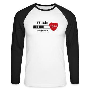 Uncle - Future Uncle Loading - Unisex Long Sleeve Baseball T-Shirt - white/black - Front - Nik (191cm)
