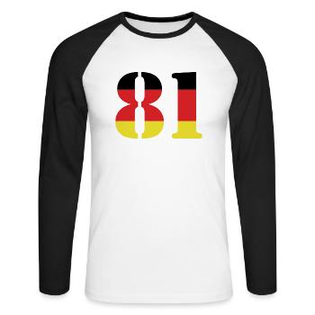 81 Numéro Jersey Allemagne - T-shirt baseball manches longues Homme - blanc/noir - Devant - Nik (191cm)