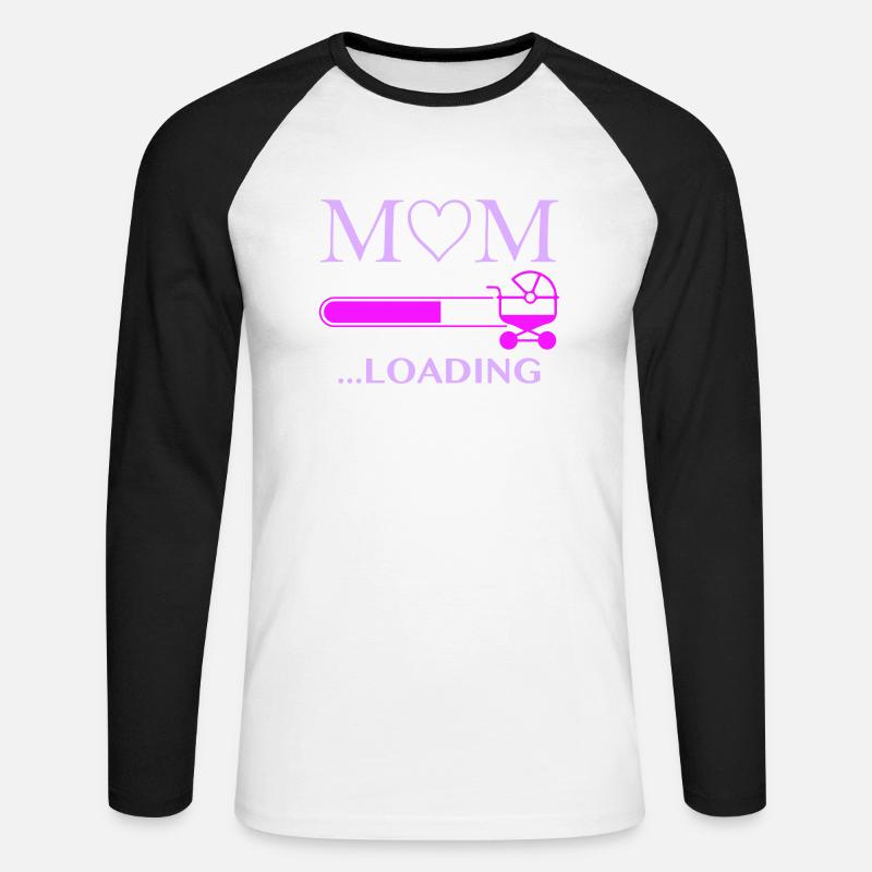 mom loading - Unisex Baseballshirt langarm - Weiß/Schwarz