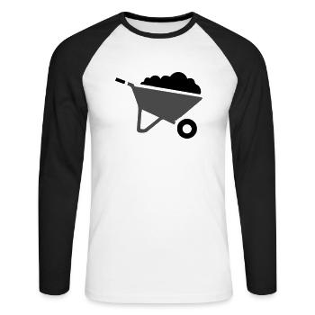 Schubkarre Symbol - Unisex Baseballshirt langarm - Weiß/Schwarz - Vorne - Nik (191cm)