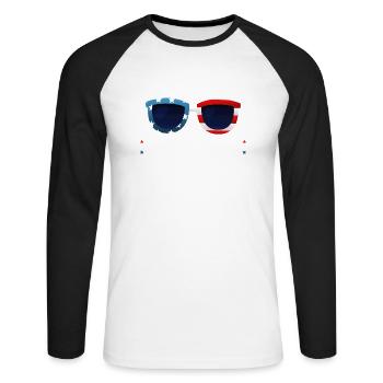 Rouler avec Harris 2024 - T-shirt baseball manches longues Homme - blanc/noir - Devant - Nik (191cm)