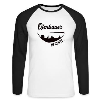 Ofenbauer in Rente Rentenbeginn Heizungsbau Chef - Unisex Baseballshirt langarm - Weiß/Schwarz - Vorne - Nik (191cm)