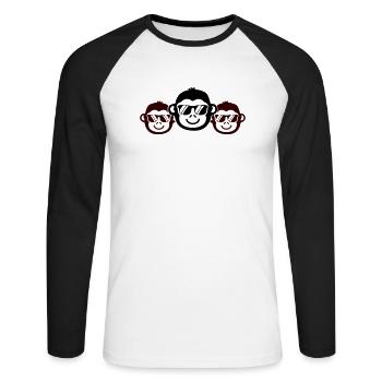 Monkeys Cool - Unisex Long Sleeve Baseball T-Shirt - white/black - Front - Nik (191cm)
