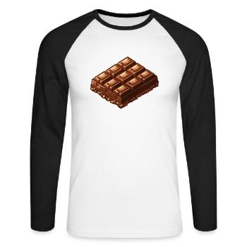 Chocolate Pixel Icon - Unisex Long Sleeve Baseball T-Shirt - white/black - Front - Nik (191cm)