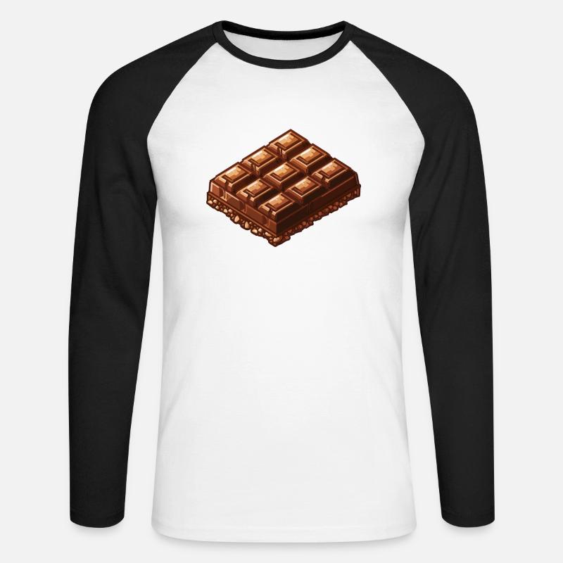 Schokolade Pixel Symbol - Unisex Baseballshirt langarm - Weiß/Schwarz