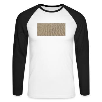 Sand horizontal - Unisex Baseballshirt langarm - Weiß/Schwarz - Vorne - Nik (191cm)