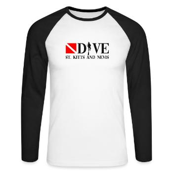 Dive - St. Kitts and Nevis - Diver - Taucher - Unisex Long Sleeve Baseball T-Shirt - white/black - Front - Nik (191cm)