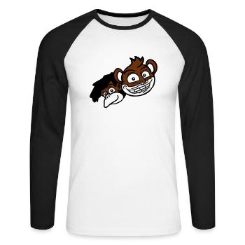 2 Funny Monkey Faces Two Friends Crew Team - T-shirt baseball manches longues Homme - blanc/noir - Devant - Nik (191cm)