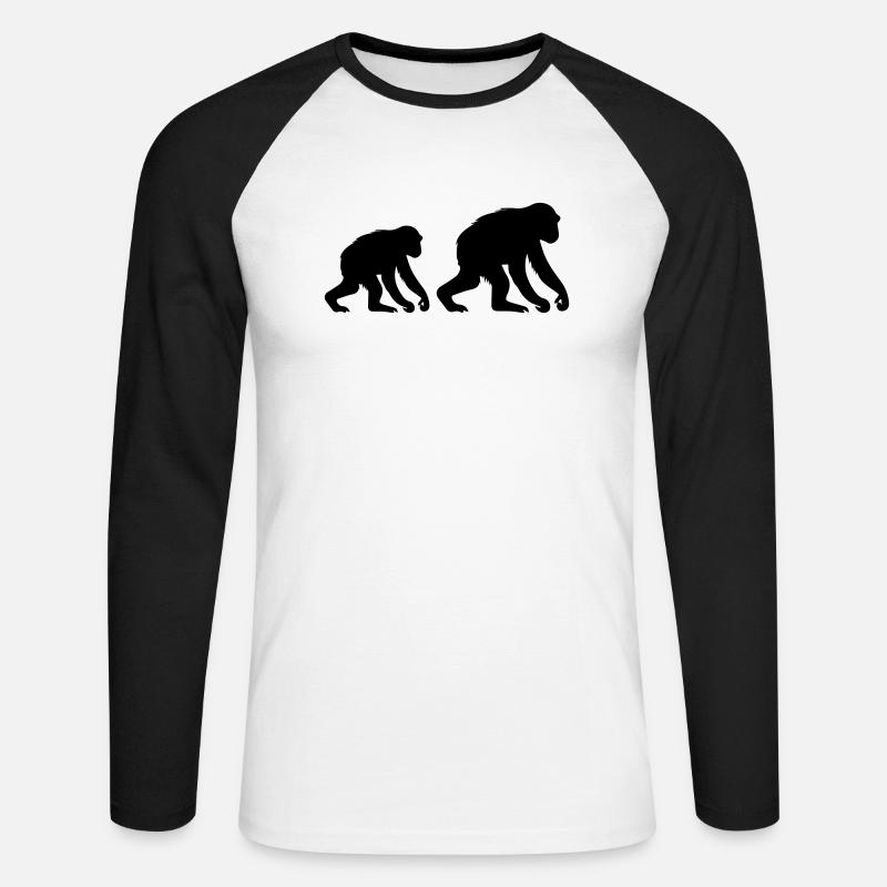 affen - Unisex Baseballshirt langarm - Weiß/Schwarz