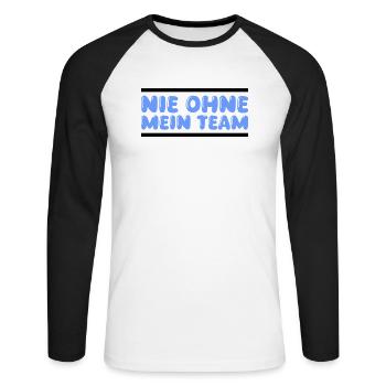 team - Unisex Long Sleeve Baseball T-Shirt - white/black - Front - Nik (191cm)