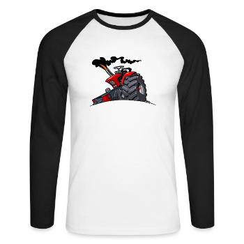 1294 DRAWSMALL RED RUS - Unisex Long Sleeve Baseball T-Shirt - white/black - Front - Nik (191cm)