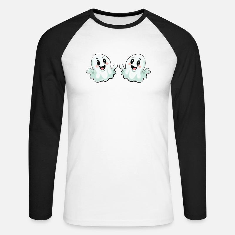 ghosts funny - Unisex Baseballshirt langarm - Weiß/Schwarz