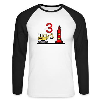 Excavatrice - T-shirt baseball manches longues Homme - blanc/noir - Devant - Nik (191cm)