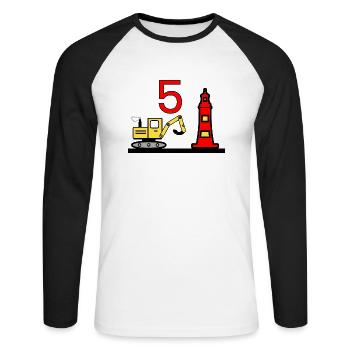 Excavatrice - T-shirt baseball manches longues Homme - blanc/noir - Devant - Nik (191cm)