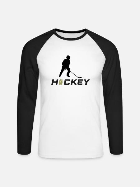 hockey - Unisex Long Sleeve Baseball T-Shirt - white/black
