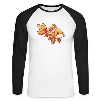 Bande dessinée Poisson Rouge - T-shirt baseball manches longues Homme - blanc/noir - Devant - Nik (191cm)