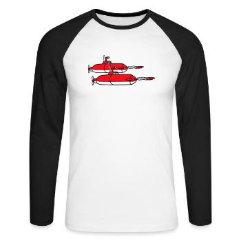 2 Militär U-Boote Schießen Torpedo Raketen Angriff - Unisex Baseballshirt langarm - Weiß/Schwarz - Vorne - Nik (191cm)
