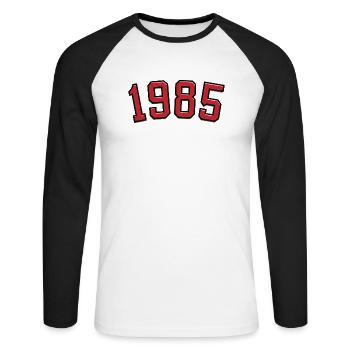 Année de naissance sport 1985 - T-shirt baseball manches longues Homme - blanc/noir - Devant - Nik (191cm)
