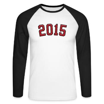 Sport Birth Year 2015 - Unisex Long Sleeve Baseball T-Shirt - white/black - Front - Nik (191cm)