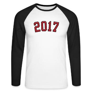 Année de naissance sport 2017 - T-shirt baseball manches longues Homme - blanc/noir - Devant - Nik (191cm)