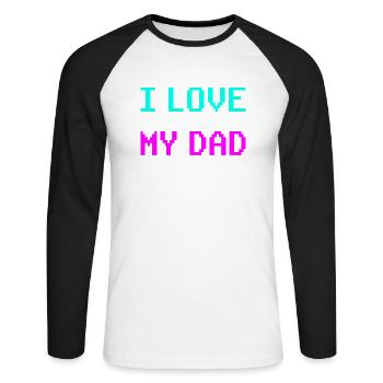 Gamer Gaming I love my dad - Unisex Baseballshirt langarm - Weiß/Schwarz - Vorne - Nik (191cm)