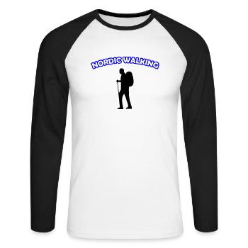 walking nordic - Unisex Baseballshirt langarm - Weiß/Schwarz - Vorne - Nik (191cm)