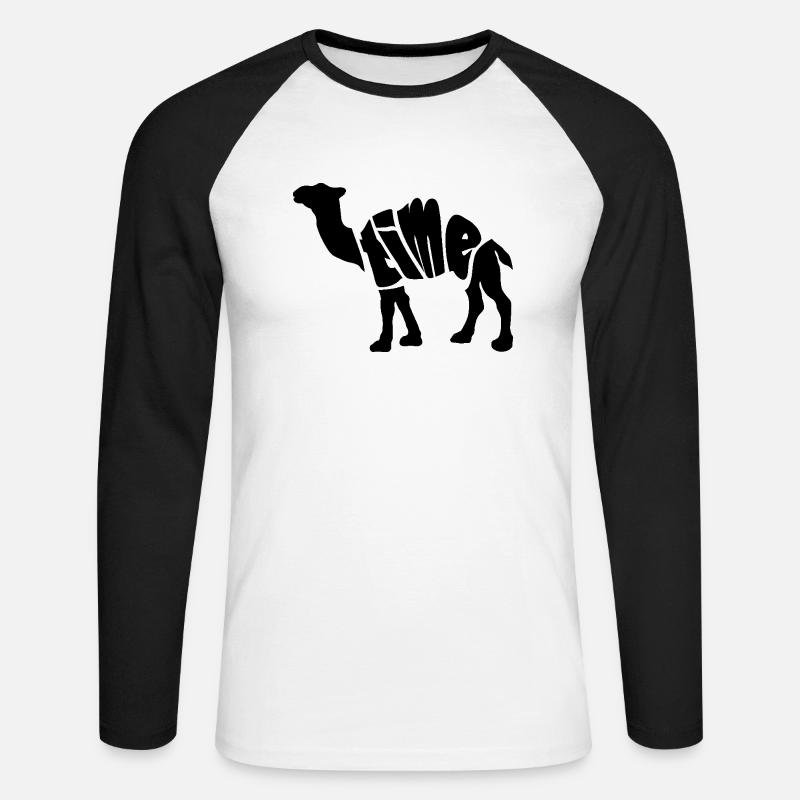 Time Kamel Geschenkidee/Motiv - Unisex Baseballshirt langarm - Weiß/Schwarz