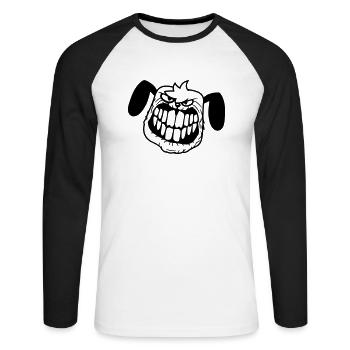 chien monstre méchant dangereux dents sourire sourire - T-shirt baseball manches longues Homme - blanc/noir - Devant - Nik (191cm)