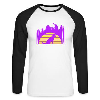 Dog Beach Holiday Sun Sea Palm Trees Holiday Beautiful - Unisex Long Sleeve Baseball T-Shirt - white/black - Front - Nik (191cm)