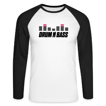 drum bass - Unisex Baseballshirt langarm - Weiß/Schwarz - Vorne - Nik (191cm)