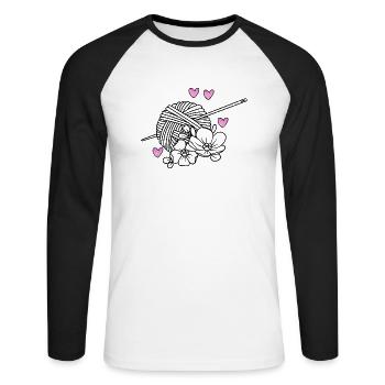 Stricken Stricken Häkeln Stricker - Unisex Baseballshirt langarm - Weiß/Schwarz - Vorne - Nik (191cm)