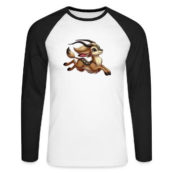 Antilopenmädchen rennt - Unisex Baseballshirt langarm - Weiß/Schwarz - Vorne - Nik (191cm)