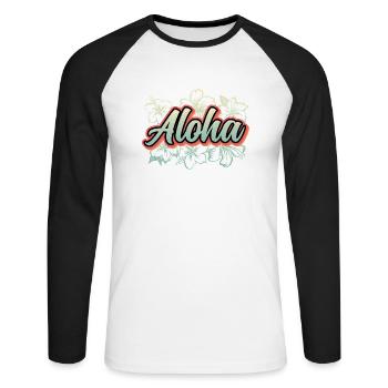 Aloha Holiday Hawaii Gift - T-shirt baseball manches longues Homme - blanc/noir - Devant - Nik (191cm)