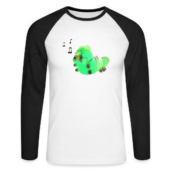La petite chenille mignonne accueille le lever du soleil avec elle - T-shirt baseball manches longues Homme - blanc/noir - Devant - Nik (191cm)