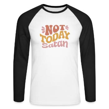 Nicht heute Satan - Unisex Baseballshirt langarm - Weiß/Schwarz - Vorne - Nik (191cm)